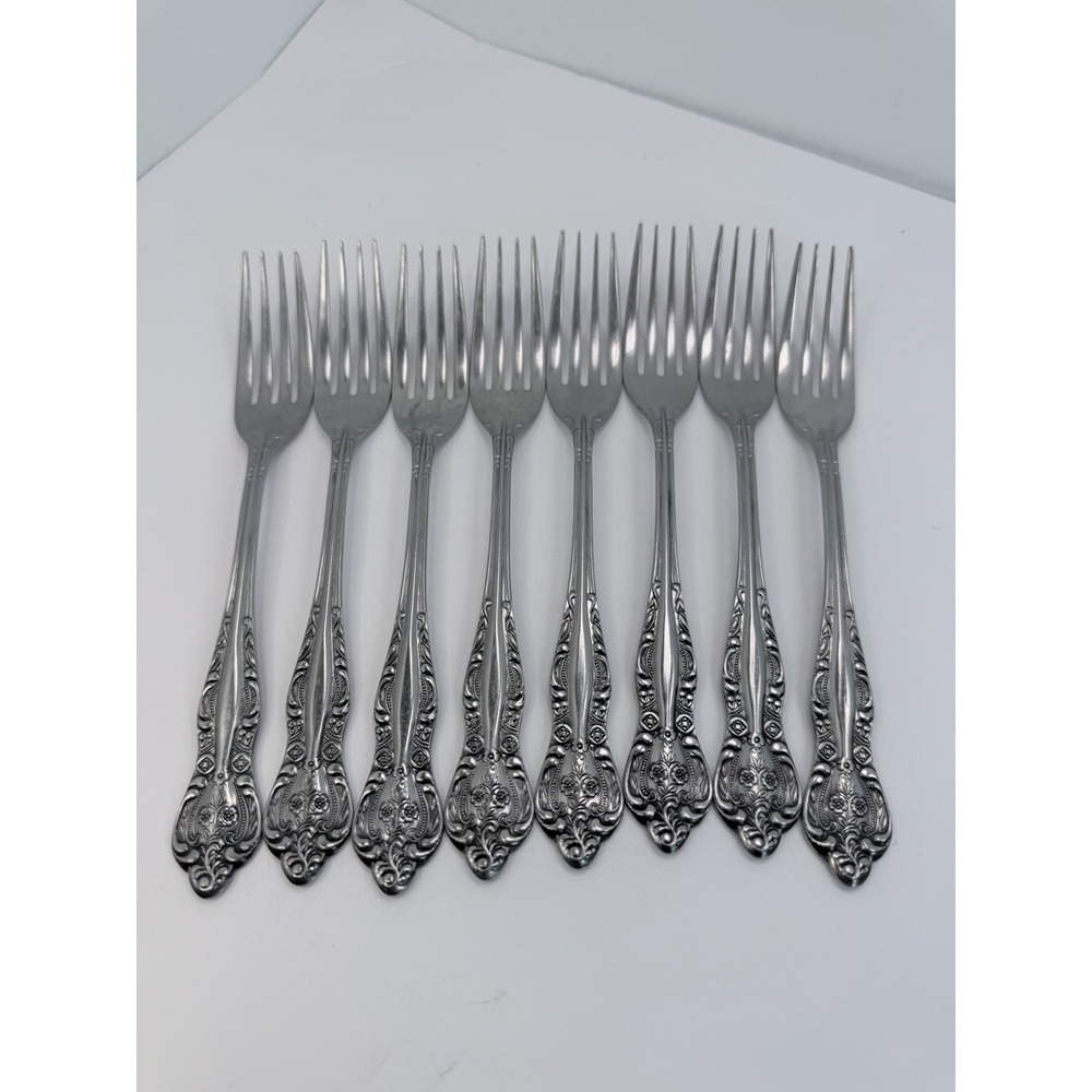 Stanley Roberts DYNASTY Stainless 5 Petal Flower - Set of 8 Dinner Forks Japan